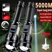 2PCS 1000000 Lumen 5000 Meter Flashlight COB LED USB Torch Work Light Outdoor US