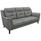 MALANIA TOP GRADE LEATHER 3-SEATER SOFA COUCH SETTEE GUNMETAL