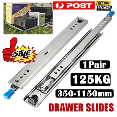 2x Locking Drawer Slides 125KG Heavy Duty Runners Trailer 1150-2300mm Draw Slide