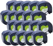 Compatible Dymo LetraTag Refills 91331 Plastic Label Tape LT-100H 12mm x 4m (20 Pack)