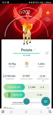 Ponyta ( Wearing Candela Accessory - Valor Themed ) Pokemon Trade Go