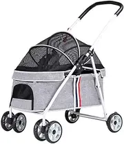 Dog Pram Pet Gear No-Zip Jogging Pet Strollers for Cats/Dogs, Zipperless Entry, Dog Strollers for Small Medium Dogs Within 20kg, Dog Prams Pushchairs with Adjustable Awning(Gray a)