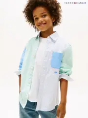 Tommy Hilfiger Blue Colour Blocked Mixed Stripe Oxford Shirt (H52524) | $115 - $138
