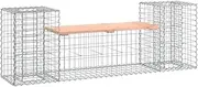 vidaXL Garden Bench - Solid Douglas Wood Seat/Gabion Base - Outdoor Seating with Planter Boxes for Patio, Garden, Backyard - Brown Natural - 183x41x60.5cm