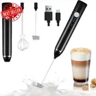 Handheld Milk Frother,Electric Whisk,USB Rechargeable,3 Gears,2 Stainless Whisks