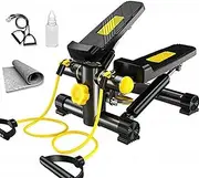 Stepper,Lateral Side Stepper Machine Incl Resistance Bands and Carpet, Exercise Machine Mini Stepper,Legs Arm Thigh Exer