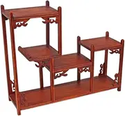Rosewood Antique Shelf Small Desktop Multi-Treasure Tea Cup Purple Clay teapot Display Stand Double-Layer Storage,A