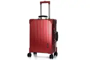 Swiss Aluminium Luggage Suitcase Lightweight with TSA locker 8 wheels 360 degree rolling HardCase SN7611C Red
