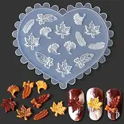 3D Maple Leaf Nail Design Silicone Nail Shapes Autumn Leaves Nail Charms Molds Silicone Mould Autumn Maple Nail Stamp Silicone Moulds for Nail Art Fall Leaf Nail Charms Resin Shapes Nail Accessories