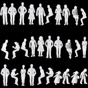 NATUMER 30Pcs Unpainted Tiny People Figures 1:25 Scale Model Trains Architectural O Scale Sitting and Standing Miniatures Figures