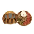 Wood Cutting Board Acacia Brie Cheese And Knife Set Charcuterie 7.5 Inches