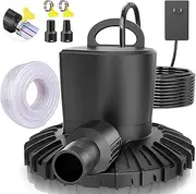 SZMP 2024 Upgraded Swimming Pool Cover Pump Automatic On Off with 2 Hose Adapters, Submersible Sump Pump with 49.2ft Power Cord & 23ft Drainage Hose, 3000L/H Max Flow Water Removal for Pool, Basement