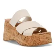 Steve Madden Women's Deo Strappy Platform Wedge Sandals Natural NIB