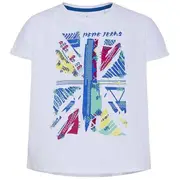 Pepe Jeans Girls Multicoloured Union Jack T-Shirt in White