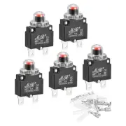 Circuit Overload Protector Kit 10A Push Button with Waterproof Caps 5 Set