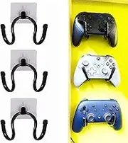 3 Pack Universal Self-Adhesive Game Controller Wall Mount Storage Organizer Stand Holder Hanger for Xbox One PS4 Switch Pro Controller,Headphone,Cables,etc - No Drilling, Stick on