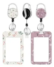 2 Pack Badge Holder and Heavy Duty Retractable Reel, ID Badge Holders with Re...