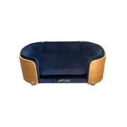 Luna Oval Pet Bed Small Velvet Blue