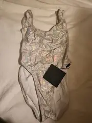 Brand New Norma Kamali Marissa Holographic One Piece Swimsuit Hologram