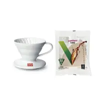 在飛比找momo購物網優惠-【HARIO】V60白色02磁石濾杯(加贈V60無漂白02濾