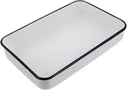 Zerodeko Retro Enamel Rectangular Roasting Pan Baking Pan Serving Tray Cake Sheet Heat Resistant for Kitchen