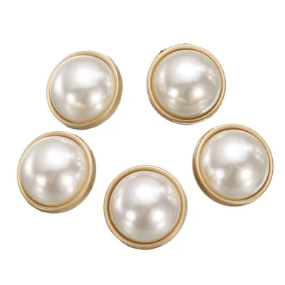 5pcs Pearl Gold Metal Sewing Buttons 20mm Round Women Coat Buttons, #1