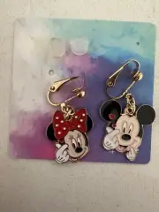 Minnie Mouse Mickey Emoji Clip On Earrings, Cute Cartoon Character No Piercings
