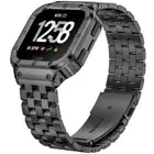 Stainless Steel Case & Band Compatible with Fitbit Versa 3/4 Bands, Rugged Co...