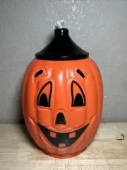 Vintage Pumpkin Blow Mold Halloween Tiki Torch Cover Jack O Lantern Unused