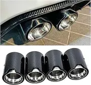 Carbon Fiber Exhaust Tip Silver Inner Tip Compatible For BMW M2 M3 M4 M135i M235i M140i M240i M335i M340i M435i With ER Logo(Blue Glossy in60mm)