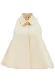 [MARNI] MARNI ivory cotton women's shirt with embroidered logo 40 Beige