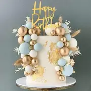 DRWATE Balls Cake Topper Boho Cake topper Decorations for Wedding Baby Shower Birthday Boho Themed Party Supplies (Blue)