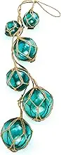 SAILINGSTORY Glass Fishing Float Buoy String of 6 Aqua Balls Nautical Decor Coastal Beach Ornaments for Christmas Tree