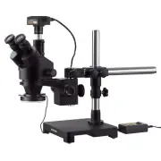 AmScope 3.5X-180X Trinocular Stereo Zoom Microscope +LED Ring Light +3MP Camera