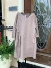 HLD1027 Mocha Small NWT Match Point Linen Dress Pocket 3/4 Sleeve Mid Length