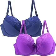 [Generic] Women S Bras 34/75 36/80 38/85 40/90 42/95 44/100 BCDE Cup Bra Sexy Lace Bra for Women Lingerie Plus Size Comfort Bras (Dark Blue, 80B)