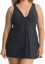 Miraclesuit Plus Size Marais Polka-Dot Swimdress L129206 Womens Size US 20W