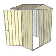 Build-a-Shed 1.5 x 1.5 x 2.3m Single Sliding Door Gable Shed with Single Hinged Side Door - Cream