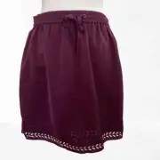 J Crew Laser Cut Plum Burgundy Fall Winter Holiday Colors Mini Skirt 4
