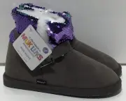 Muk Luks Girls Double Buckle Sequin Boots in Grey Size 3
