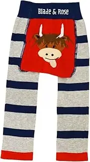 [Blade & Rose] | Hamish The Highland Cow Leggings | Unisex Clothing for Babies & Toddlers 0-4 Years | Blue/Red/Grey