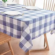 Checkered Tablecloth Rectangle, FHDUSRYO PVC Buffalo Plaid Table Cloth, Waterproof Blue and White Table Cover, Wipeable Table Protector for Christmas, New Year, Banquet, Wedding Party, Picnic (55x78)