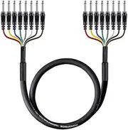 Monoprice 8-Channel 1/4 Inch TS Male to 1/4 Inch TS Male Snake 26AWG Cable C/d - 2 Meter (6 Feet) With 8 Balanced Mono/Unbalanced Stereo Lines