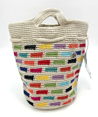 The Sak Dylan Small Backpack Crochet Prisma Hand Crochet Multi-Color Tile NWT