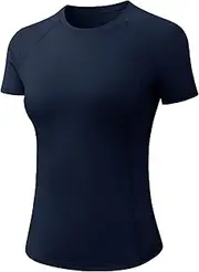 [SPVISE] Women's Compression Shirt Short Sleeve Workout Tops Athletic Baselayer Dry Fit Running Yoga Gym Basic T-Shirt Crewneck