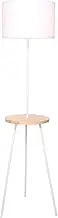 Sarantino Metal Tripod Floor Lamp Shade with Wooden Table Shelf