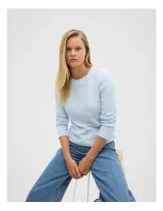 [Seed Heritage] Self Stripe Textured Top in Ice Blue Stripe