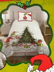 Dr Seuss Grinch Quilt Set Twin Size Reversible 2 Piece Bedding Merry Grinchmas