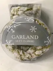 New Xmas Iridescent White/Gold Tinsel Garland Small Tree or Packages 54yrds