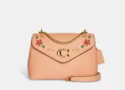COACH "TAMMIE" SHOULDER BAG WITH FLORAL WHIPSTITCH IN COLORS GOLD/FADED BLUSH